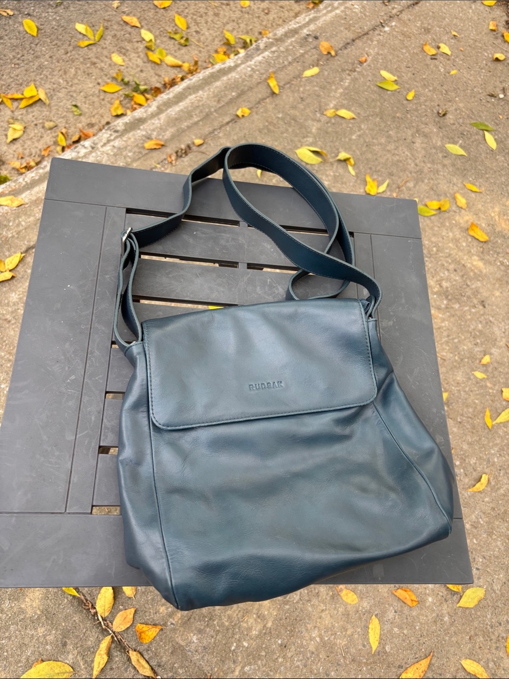 RUDSAK Leather Crossbody Bag in Teal Blue